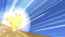 a cartoon drawing of a pikachu with a blue background