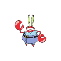 a cartoon of a crab wearing a blue shirt and pants