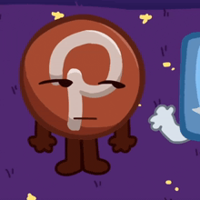 a cartoon character with a question mark on it 's face