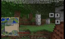 a screenshot of a minecraft game showing a map and a few buttons