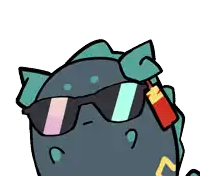 a cartoon of a cat wearing sunglasses and a ketchup bottle