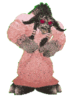 a computer generated image of a monster wearing a pink dress and sunglasses