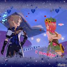 a picture of a boy and a girl with the words i love you below them