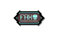 a logo for fah fondation anti xenos with an alien head