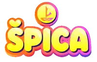 a colorful logo for spica with a yellow circle
