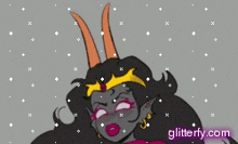 a cartoon of a woman with a crown on her head and the website glitterfy.com in the corner