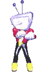 a pixel art drawing of a person with a television head .
