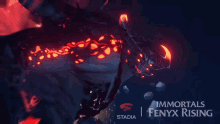 an advertisement for immortals fenyx rising shows a dragon