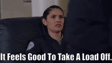 Chicago Fire Taking A Load Off GIF - Chicago Fire Taking A Load Off Stella Kidd GIFs