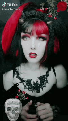 tiktok misscherrylace gothic girl goth girl red hair