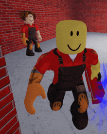 a yellow roblox character with a smiley face