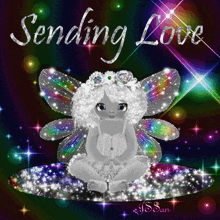 a picture of a fairy with the words " sending love " on the bottom
