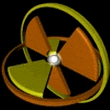a computer generated image of a radioactive symbol with a light in the center .