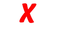 a red letter x is against a white backdrop