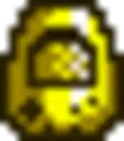a pixel art illustration of a yellow item with a black border and a black border .