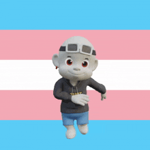 a cartoon character with a zhot hoodie on