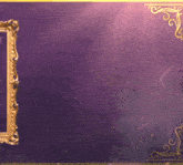 a purple background with a gold frame in the corner