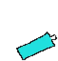 a pixel art drawing of a blue ribbon with a heart on it .
