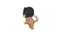 a cartoon character with black hair and a white shirt