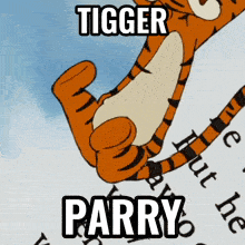 a cartoon of a tiger with the word tigger on it