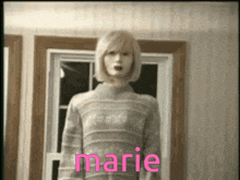 a picture of a mannequin with the name marie written on it