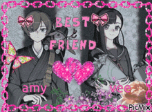 a picture of two anime girls with the words " best friend " on the bottom