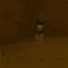 a cartoon character is crawling on a tiled floor and has the word corps on his head