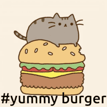 burger yummy cat pusheen