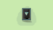 a picture frame with a triangle logo on it is floating in the air .