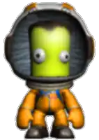 a cartoon character is wearing a helmet and orange pants