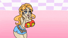 a cartoon drawing of a woman with a long tongue sticking out