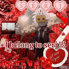 a picture of a man with the words i belong to serj on it