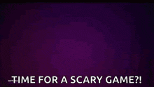 a girl with purple hair and a red headband is talking about playing a scary game .