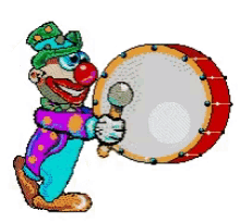 clown playing drums