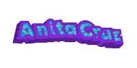 the name anita cruz is written in purple and blue on a white background