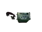 a green box with a headphone attached to it that says pt