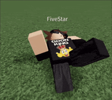 a cartoon character is laying on the grass with the name fivestar above him