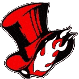 a red top hat with flames coming out of it