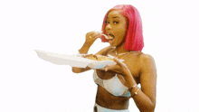 takes a bite pap chanel toxic song eating having a meal