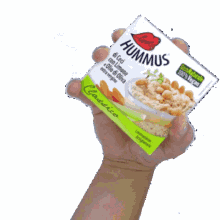 love hummus hand grab wave vegan
