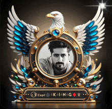 a picture of a man in a picture frame with the caption capt k + n + g