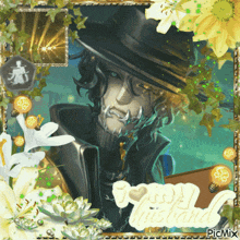 a picture of a man in a hat with the words " i love my husband "