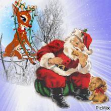 santa claus day and night reindeer merry christmas