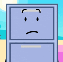 a cartoon illustration of a purple cabinet with a smiling face on it