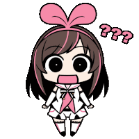 a cartoon drawing of a girl with a pink bow on her head and the words " ?? " below her
