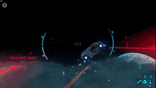 a computer generated image of a space ship flying through a star filled space