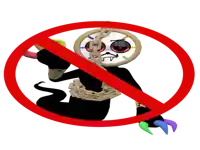 a red circle with a picture of a cartoon character in it