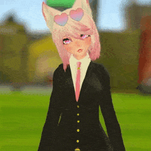 Girl Anime Pink Suit E Dois GIF - Girl Anime Pink Suit E Dois Vrchat GIFs