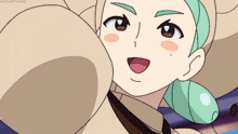 a close up of a cartoon character with the words hothotmiso on the bottom right