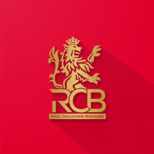 a logo for the royal challengers bengaluru with a lion on a red background